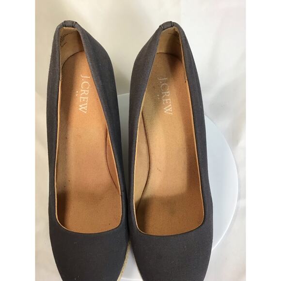 J Crew Women Fabric Wedge Espadrilles Sz. 8 Dark gray EUC (Litle Wear) leisure - Picture 6 of 9